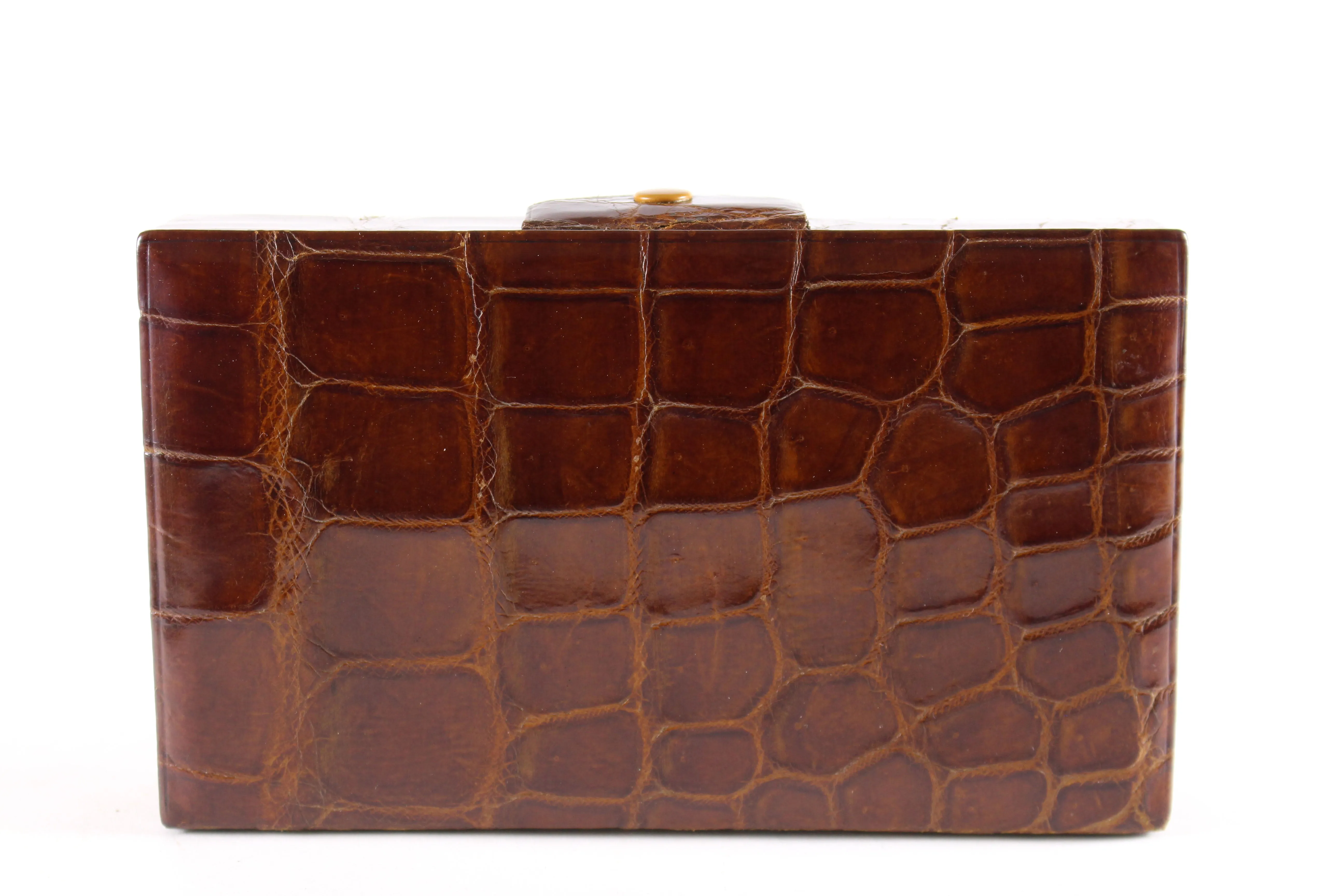 Domino game set brown crocodile skin case