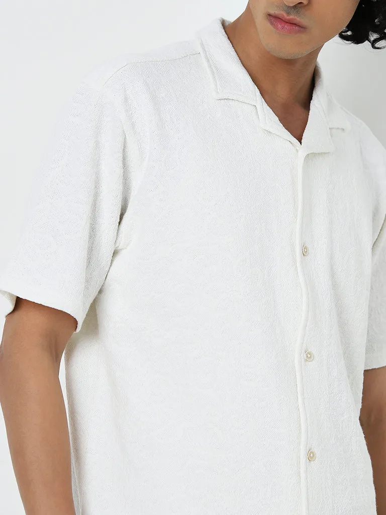 ETA White Textured Relaxed Fit Shirt