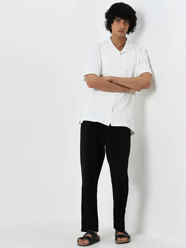 ETA White Textured Relaxed Fit Shirt