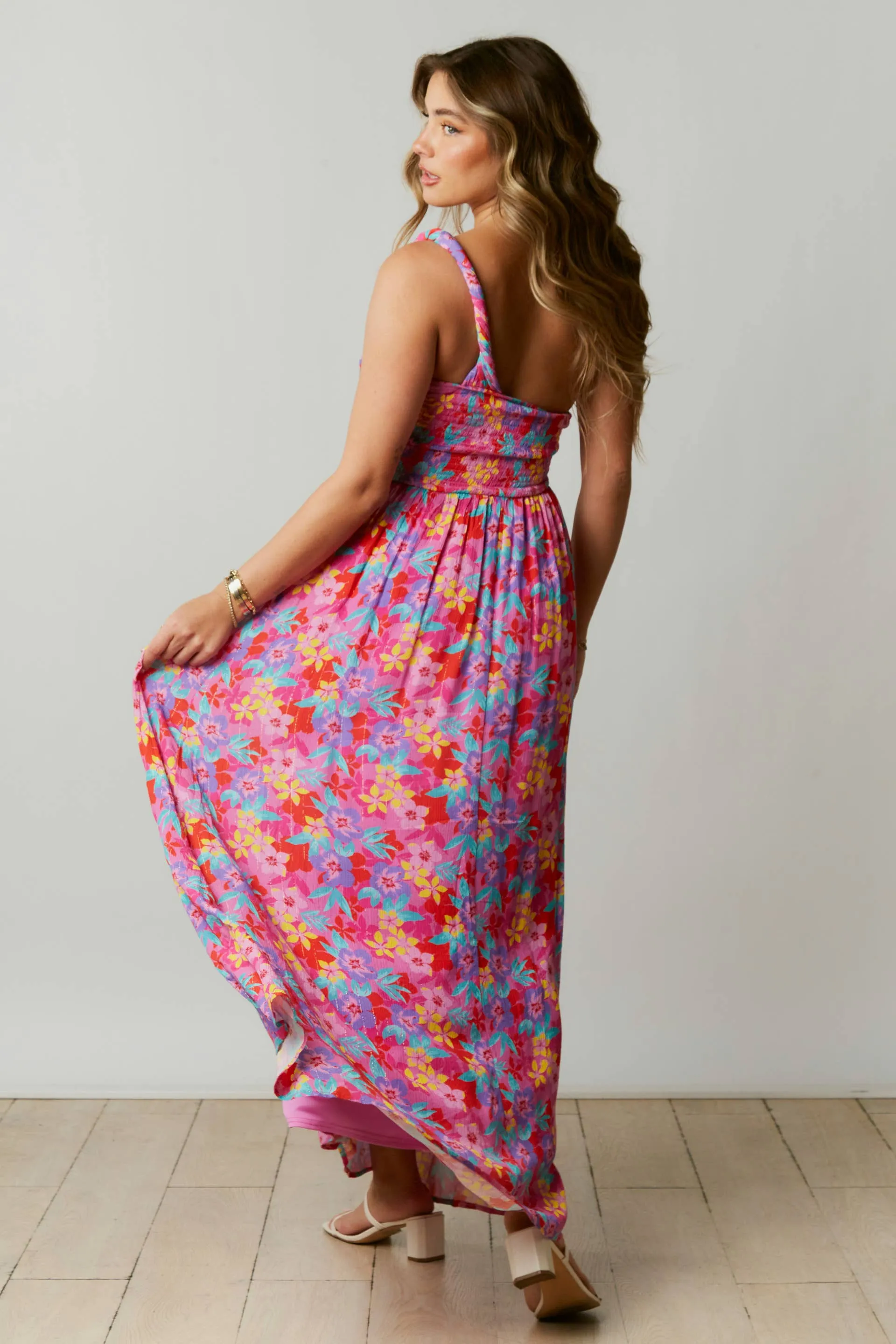 FLORAL PRINT ONE SHOULDER MAXI DRESS