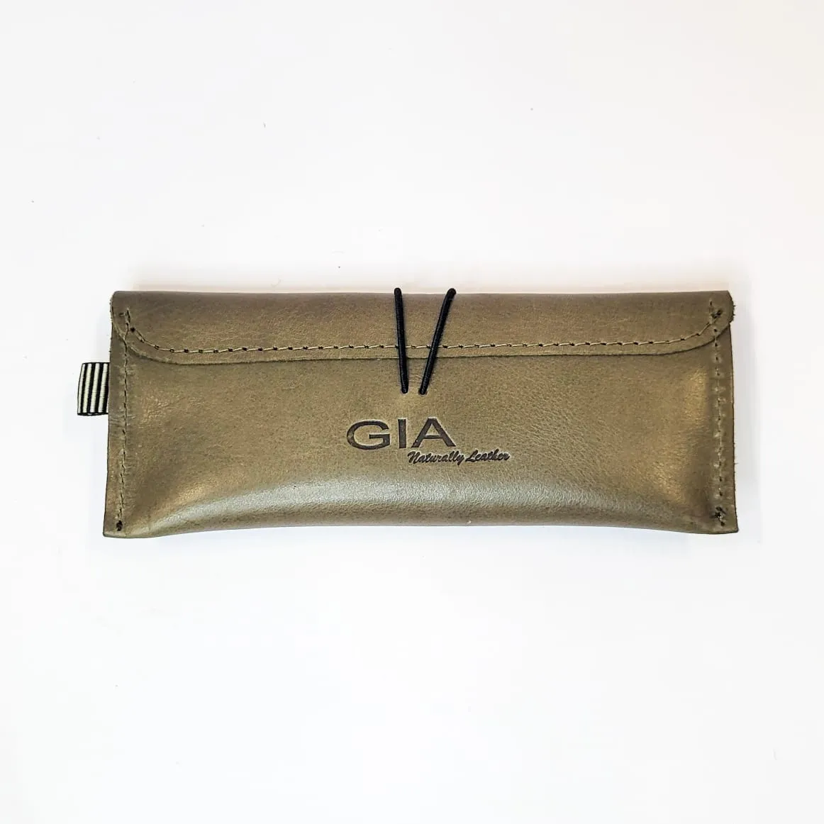 Gia leather olive sunglass pouch