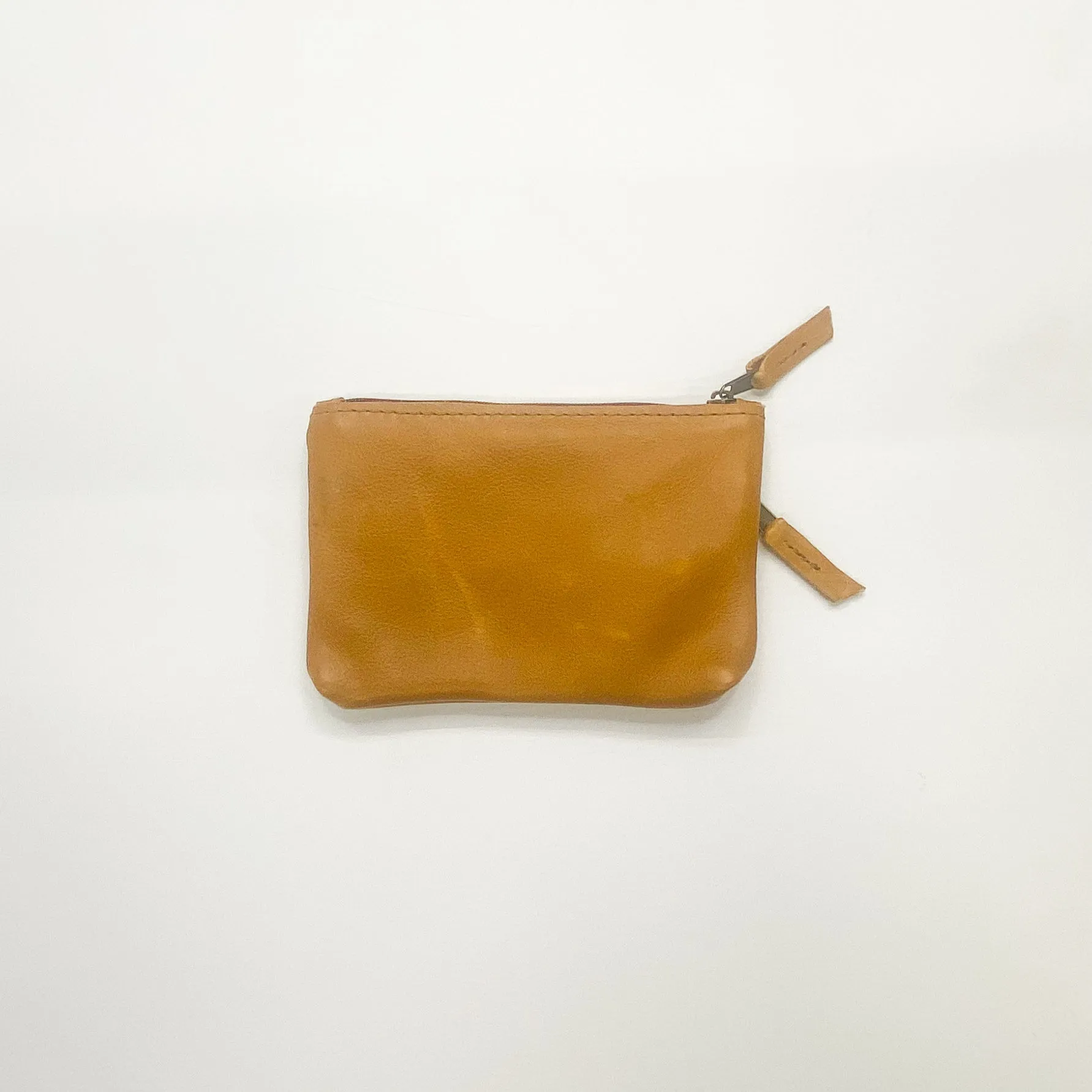 Gia leather tan double zip purse