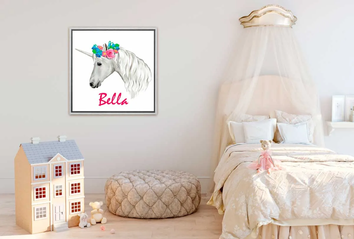 Girls’ Personalised Unicorn | Kids Canvas Wall Art Print