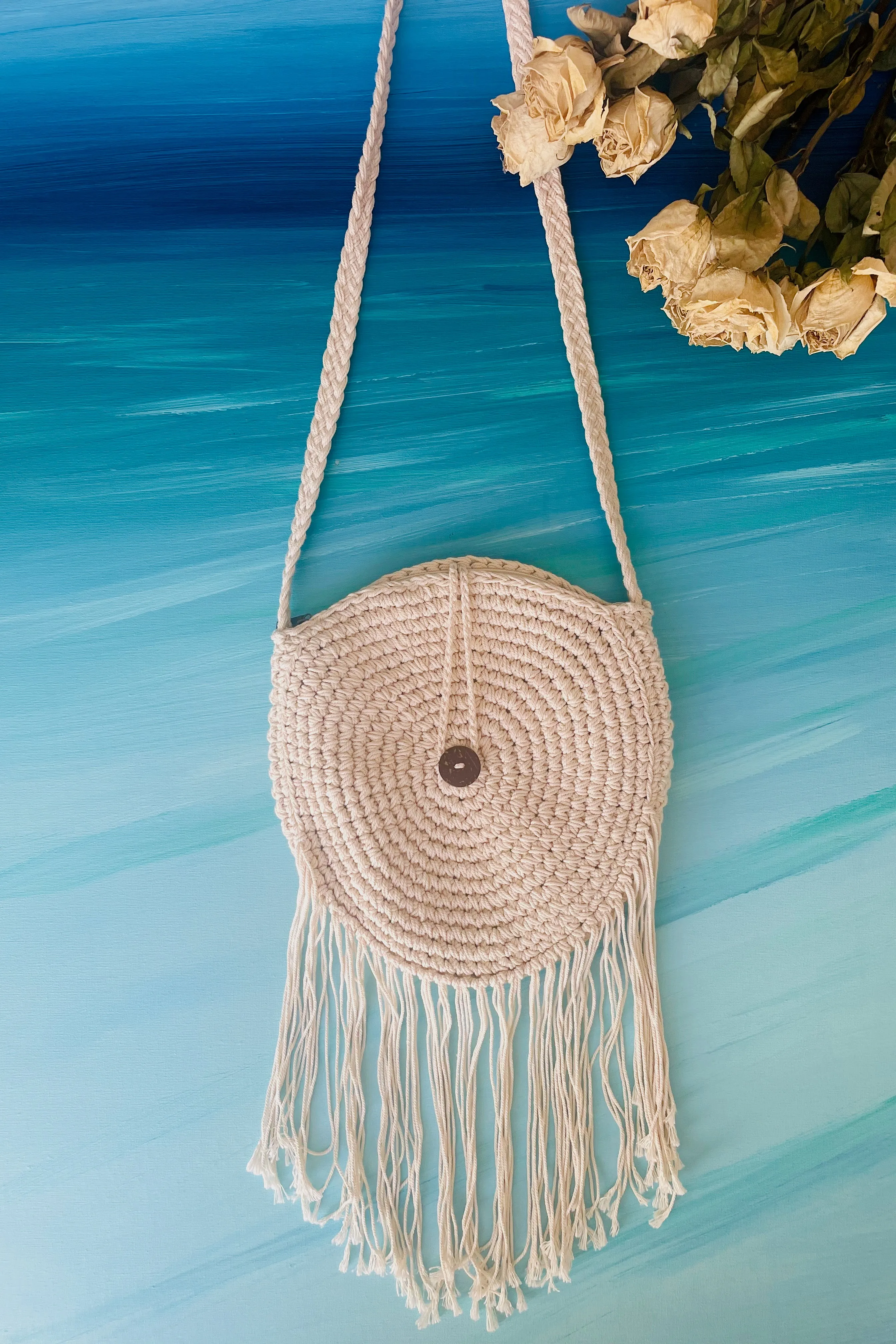 Hendrix Fringe Bag-Cream