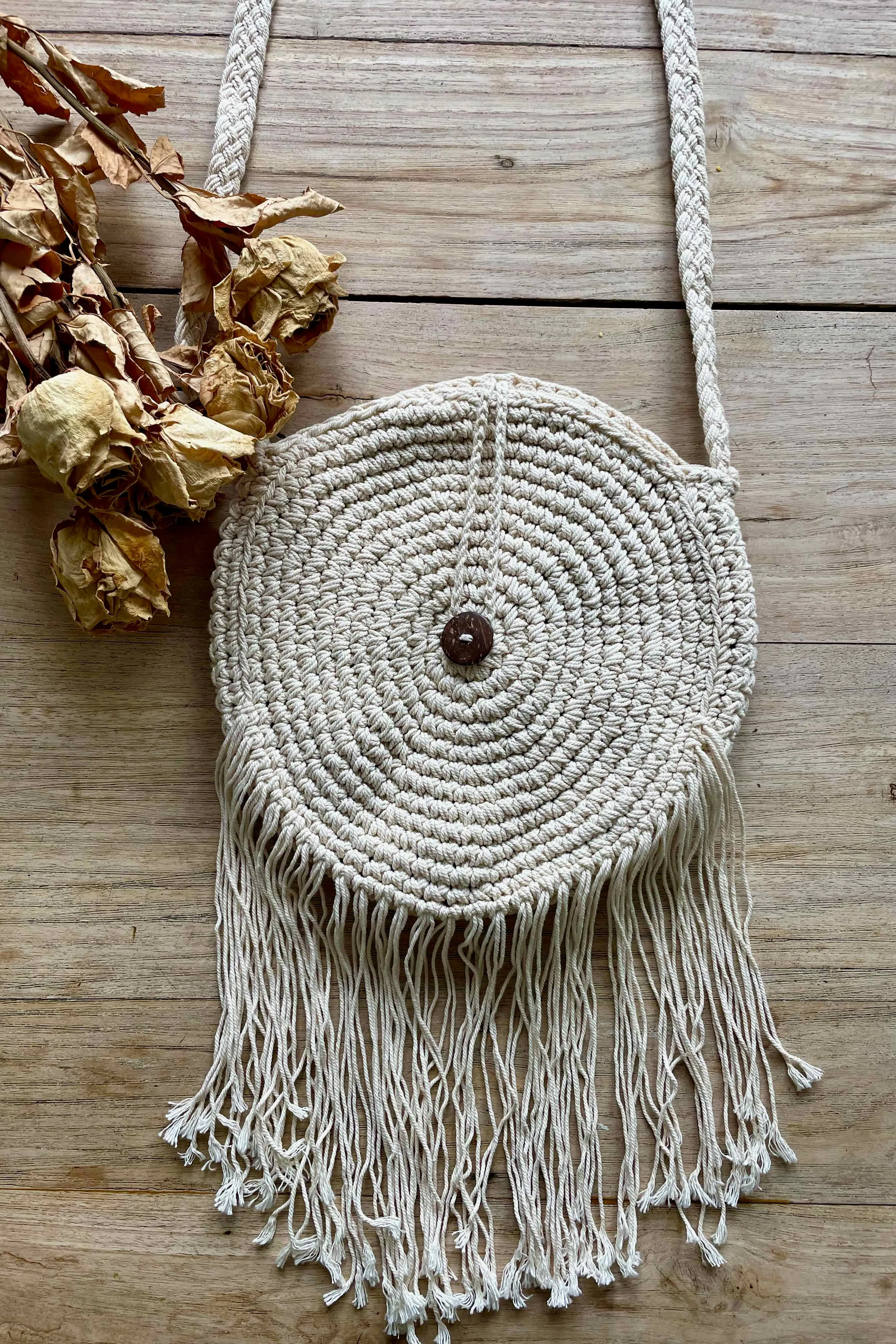 Hendrix Fringe Bag-Cream