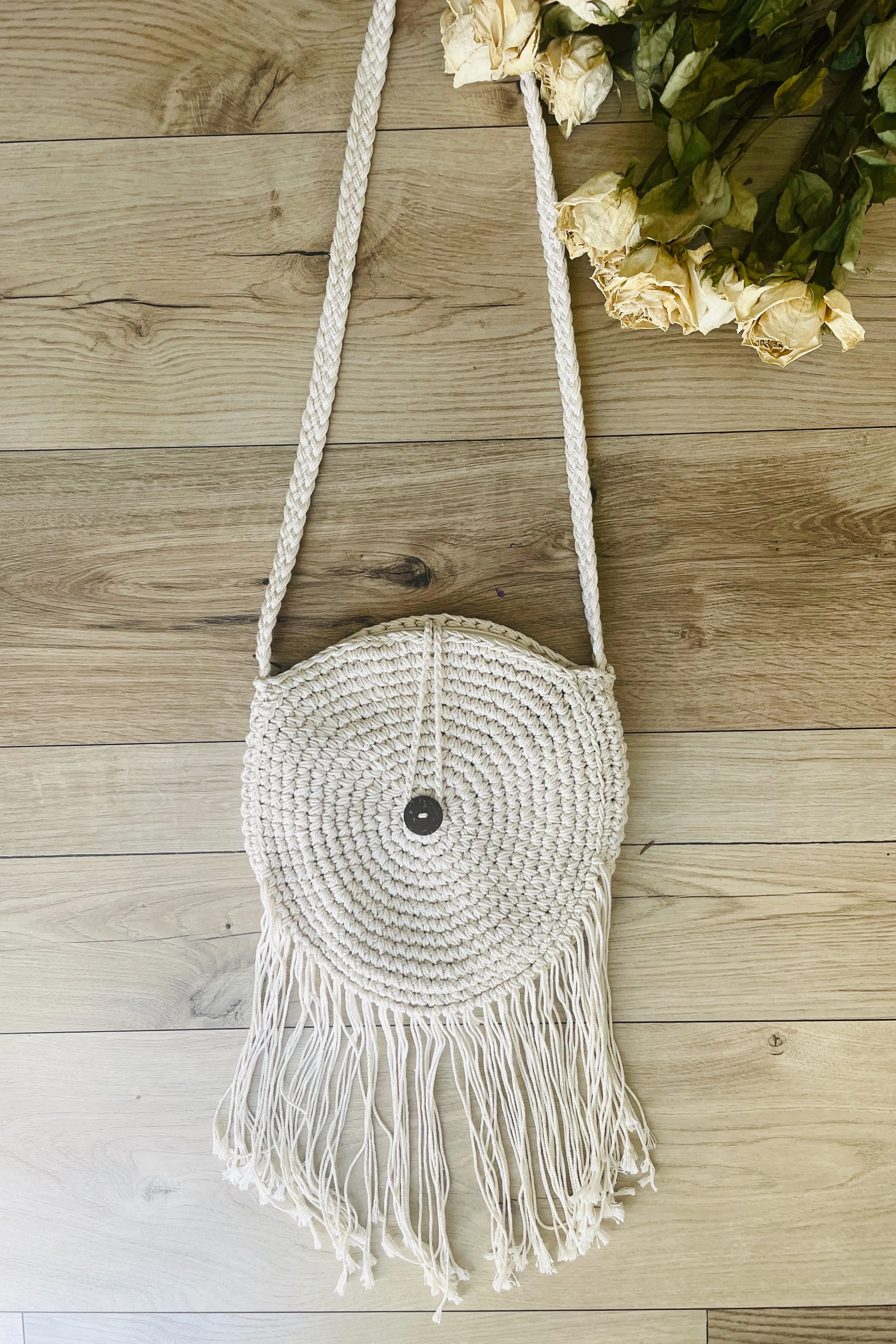 Hendrix Fringe Bag-Cream