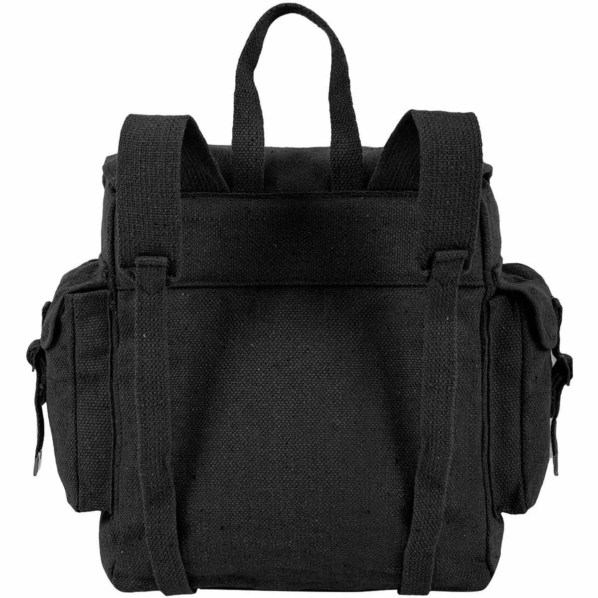 Highlander Black Canvas Webbing Backpack with Pockets - 18L