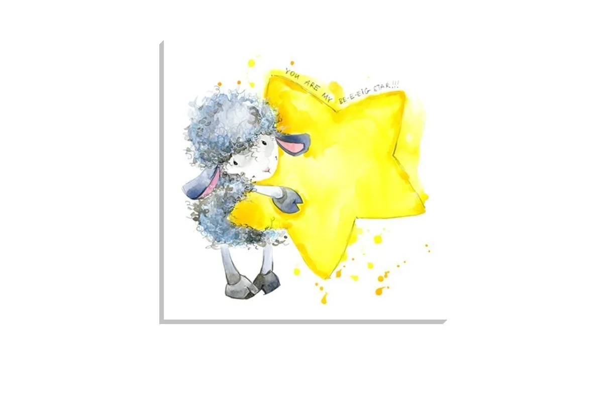 Lamb Baby Star | Canvas Wall Art Print