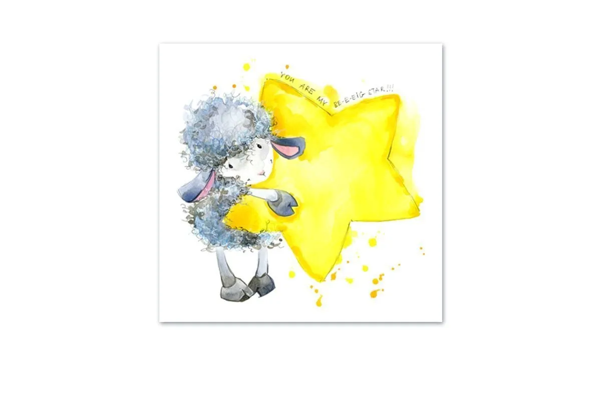 Lamb Baby Star | Canvas Wall Art Print