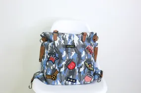 Large Camo Shoulder Bag - Blue