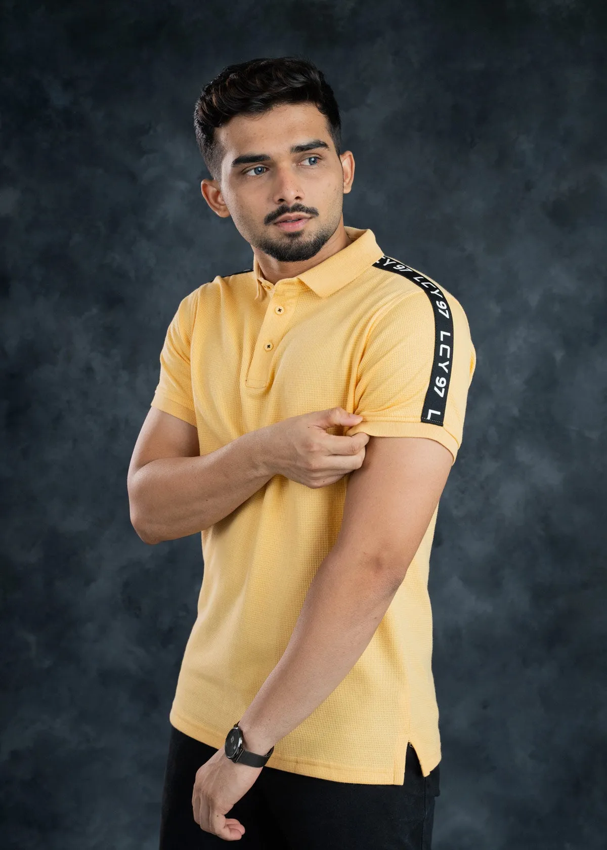 LCY | '97 Shoulder Tape Waffle Knit Polo