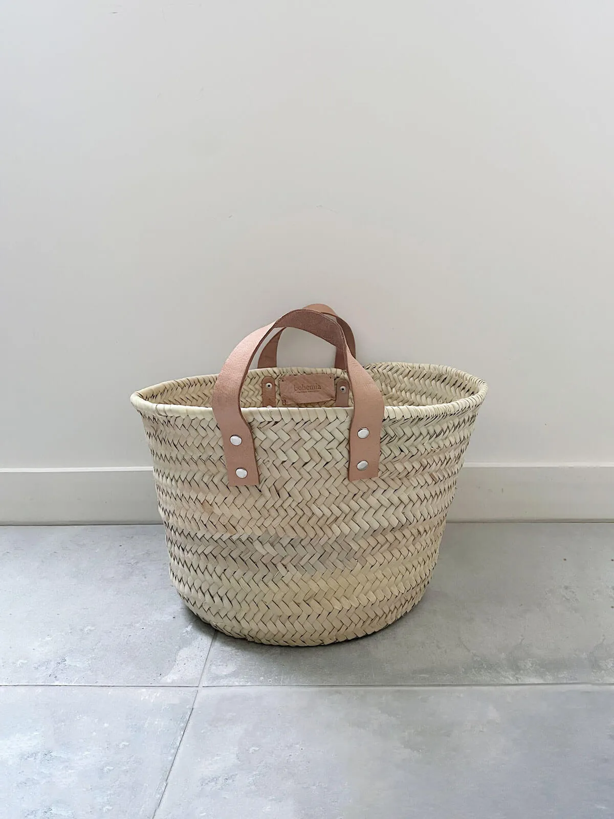 Leather Handle Storage Basket