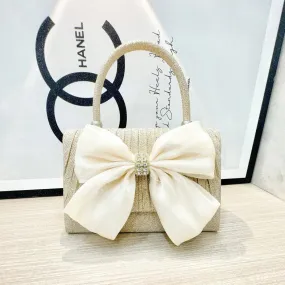 MAC060 White Bowknot Portable Shoulder Bag Big Bow Design Underarm Bags