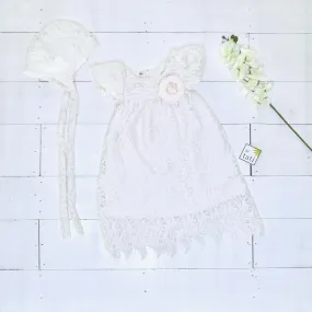 Magnolia Christening Set in Wavey Cotton Lace