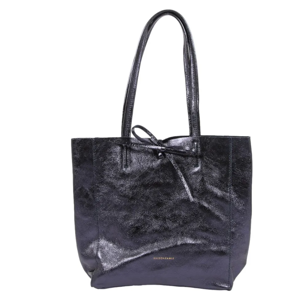 Maison Fanli - Leather Tote - Metallic Navy