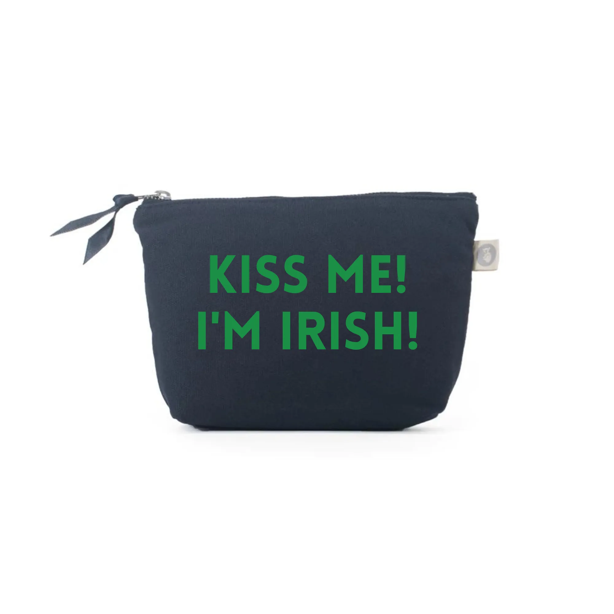 Makeup Bag Navy with Kelly Green Matte Kiss me! I'm Irish!