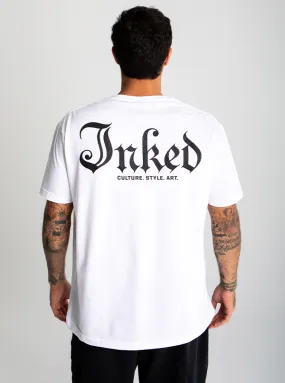 Men's Inked Mag Logo V-Neck Tee - White