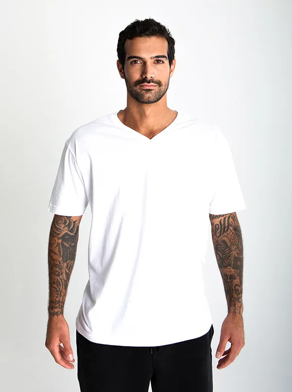 Men's Inked Mag Logo V-Neck Tee - White