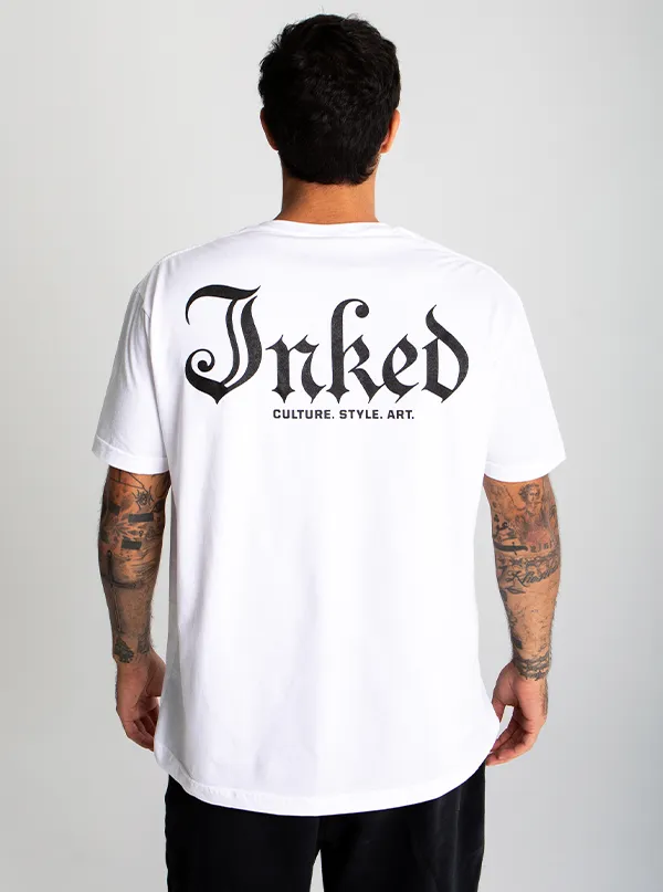 Men's Inked Mag Logo V-Neck Tee - White