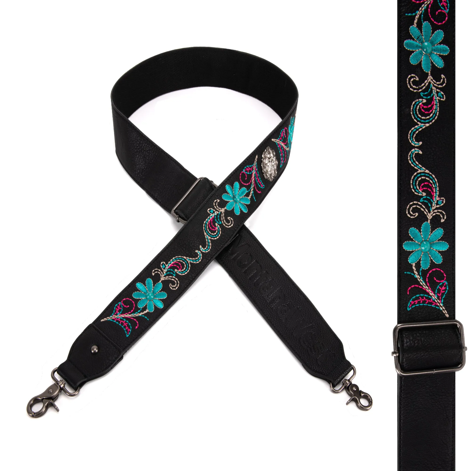 Montana West Western Black Embroidered Crossbody Strap