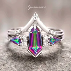 Mystic Topaz Ring Set - Sterling Silver