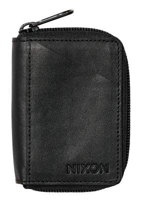 Orbit Zip Card Leather Wallet - Black