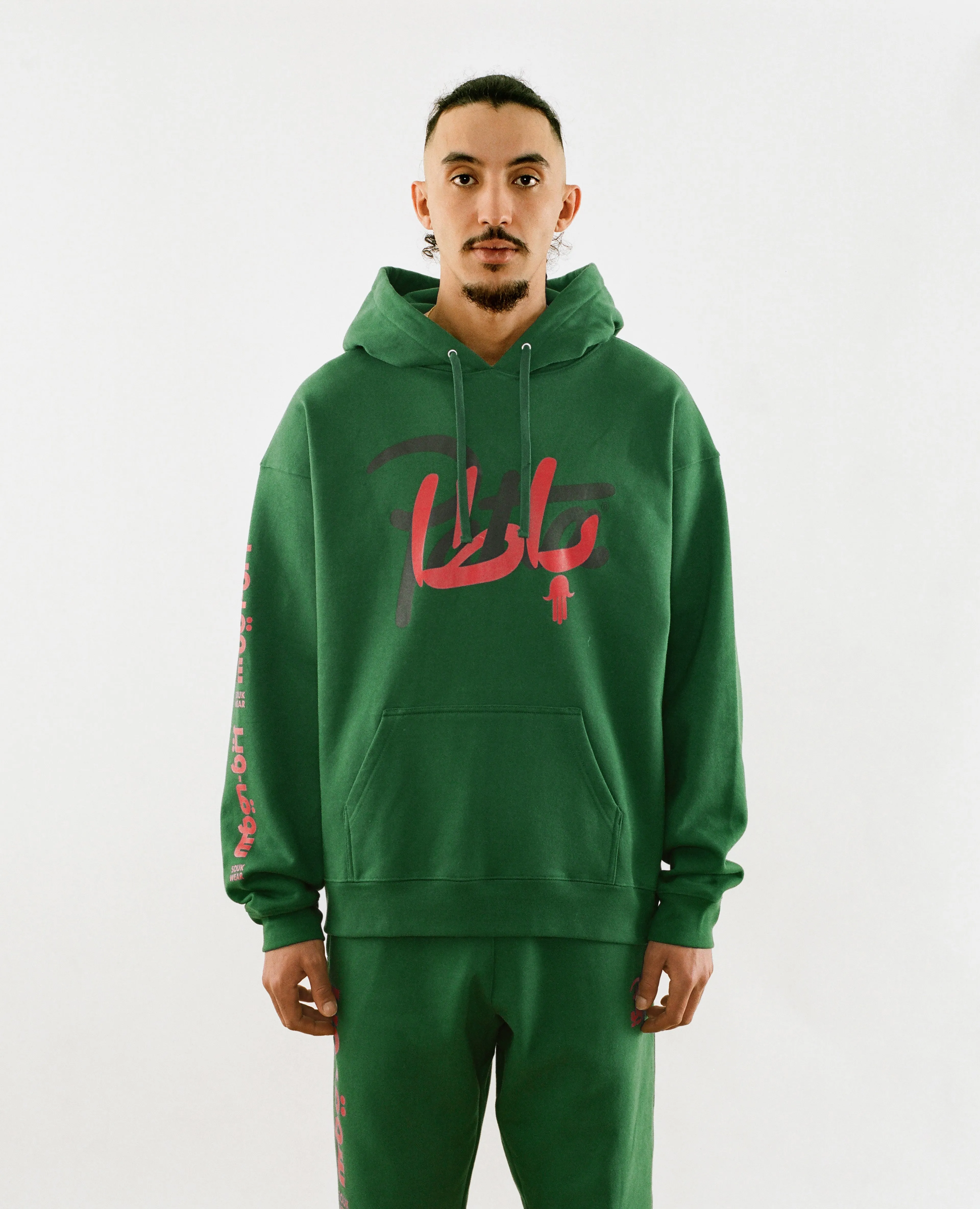 Patta x Andy Wahloo (Hassan Hajjaj) Script Logo Boxy Hooded Sweater (Eden)