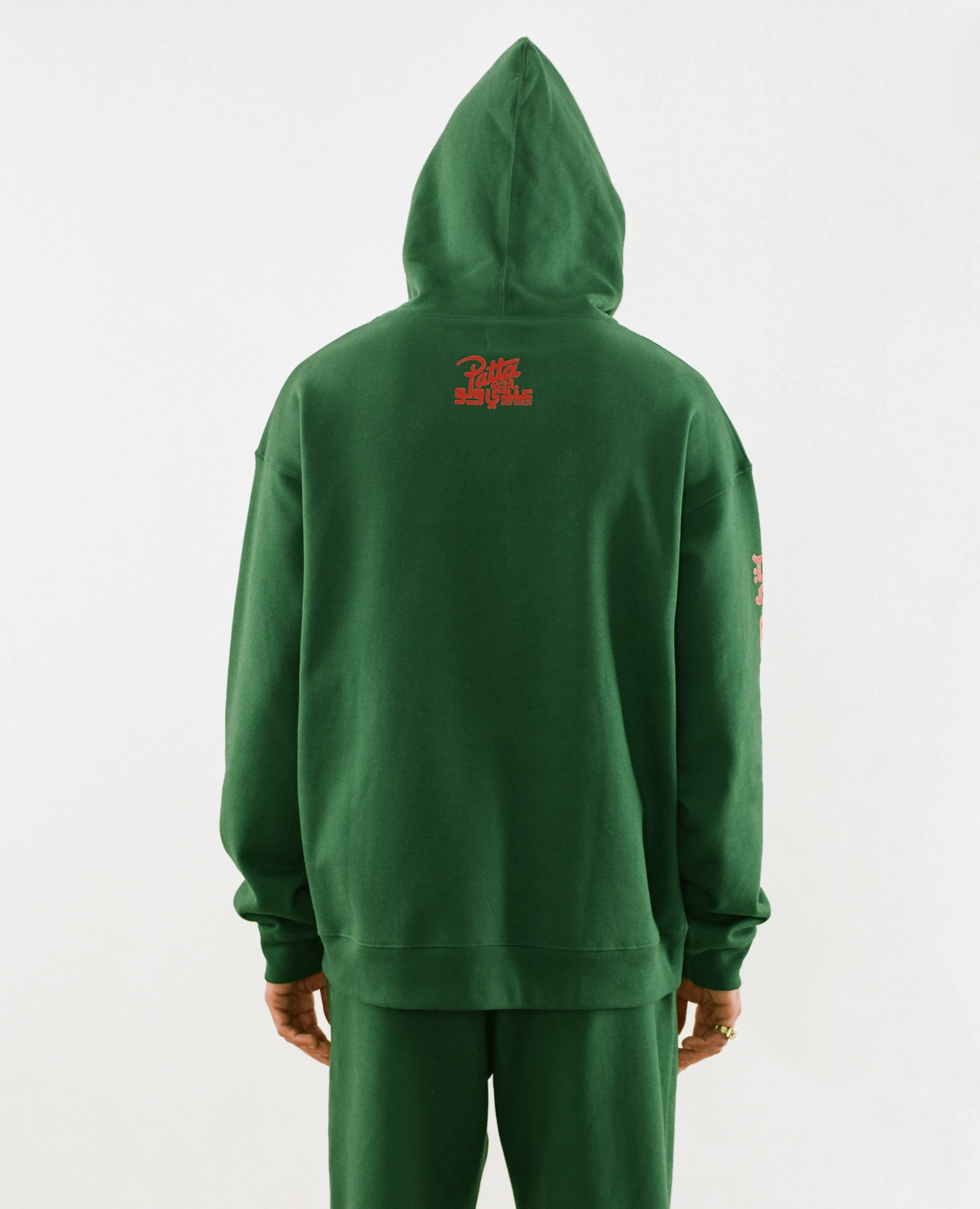 Patta x Andy Wahloo (Hassan Hajjaj) Script Logo Boxy Hooded Sweater (Eden)