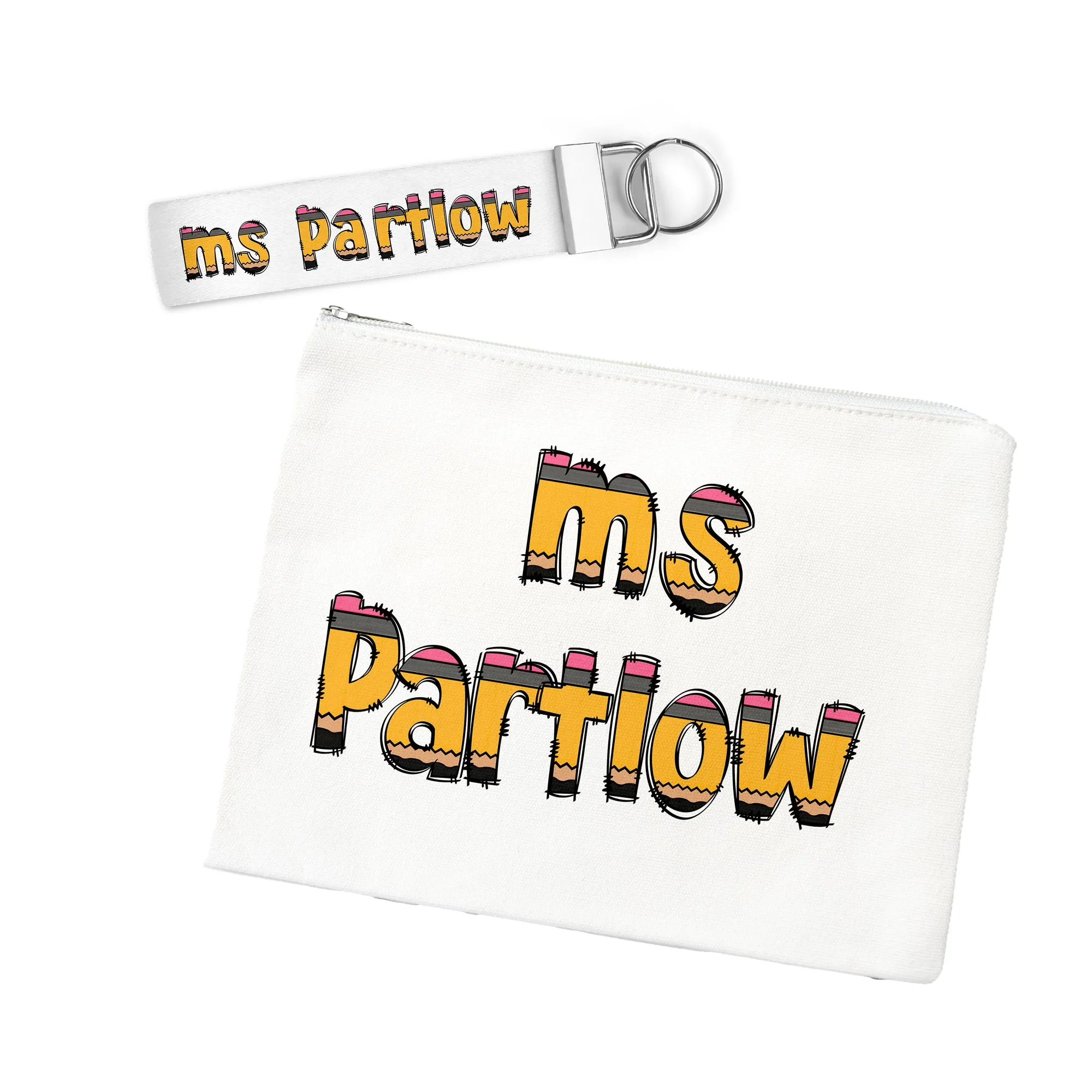 Personalized Best Teacher Ever - Pencil Font Zipper Bag