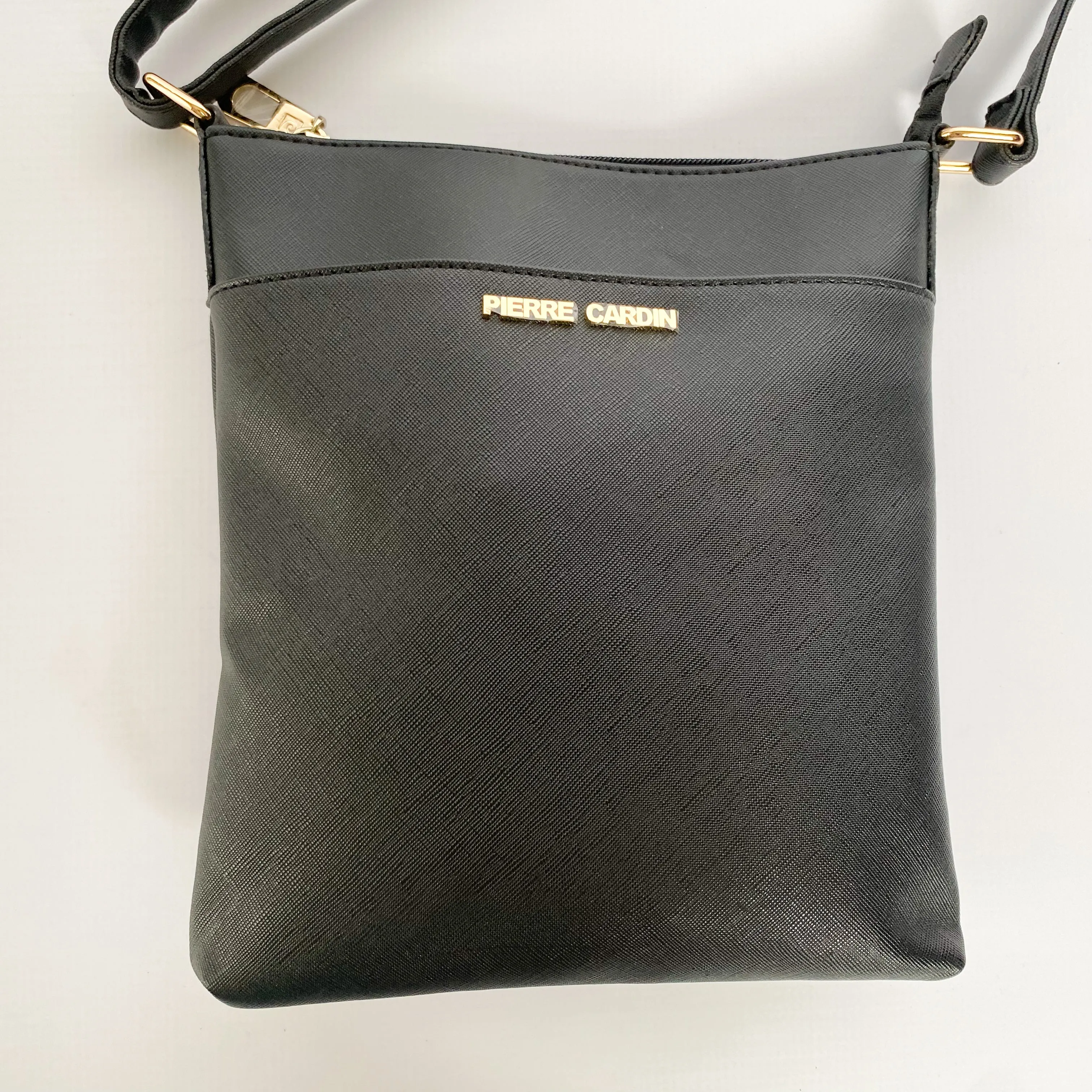 Pierre Cardin black saffiano crossbody bag