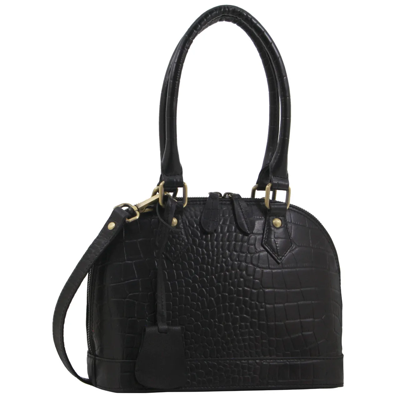 Pierre Cardin Croc Embossed Leather Bowling Bag PC3496