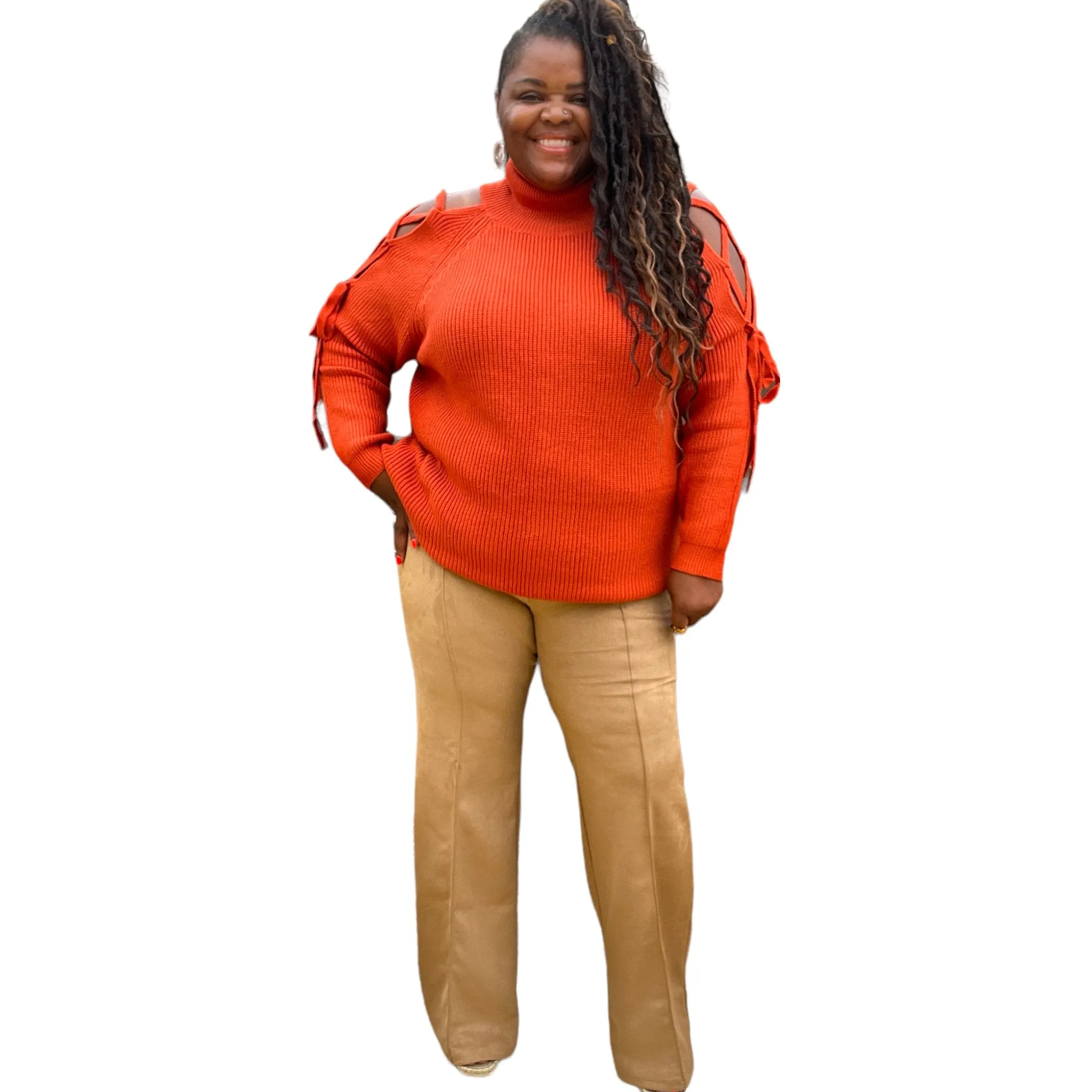 Plus Size High Waisted Faux Suede Pant