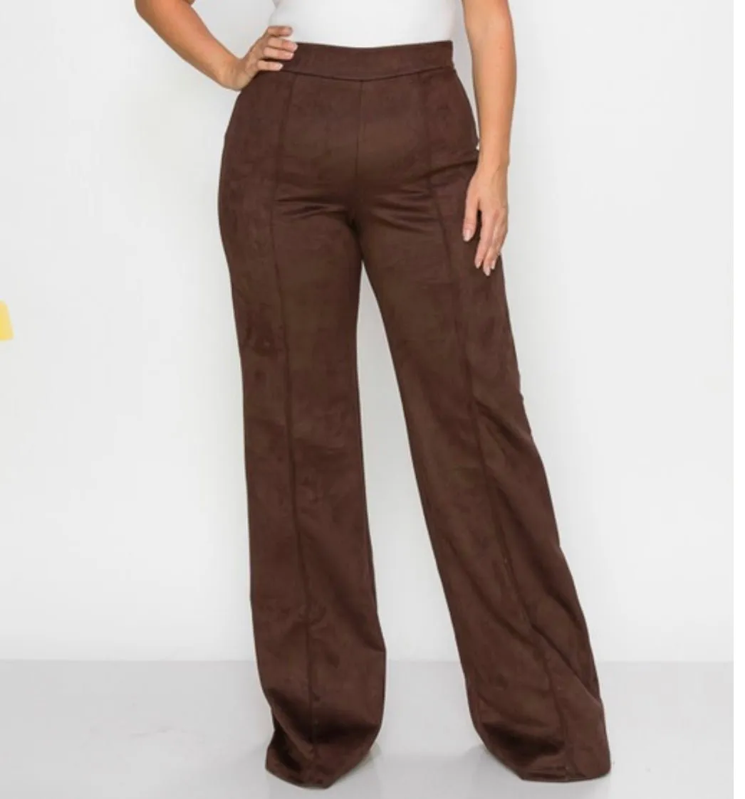 Plus Size High Waisted Faux Suede Pant