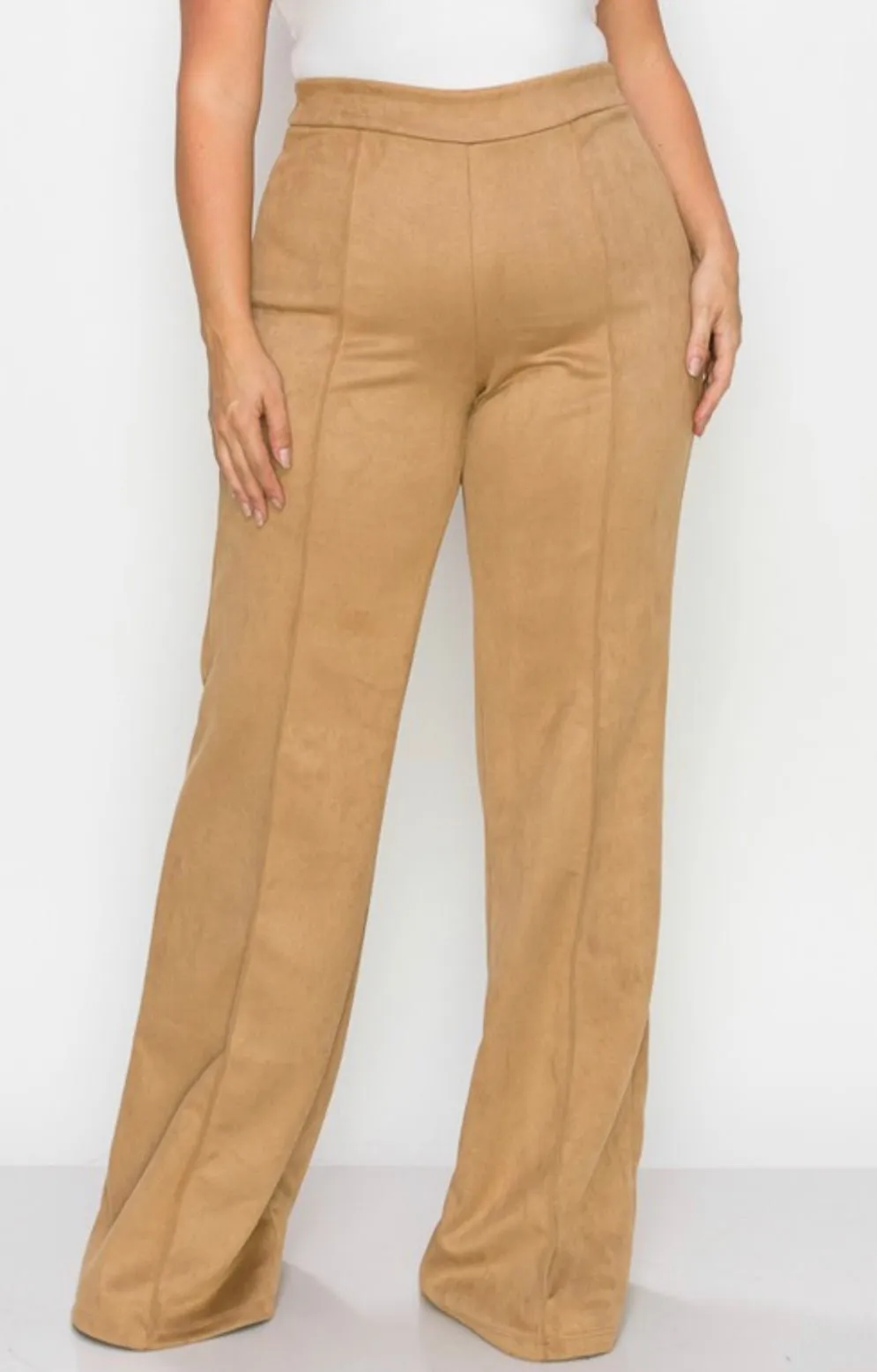 Plus Size High Waisted Faux Suede Pant