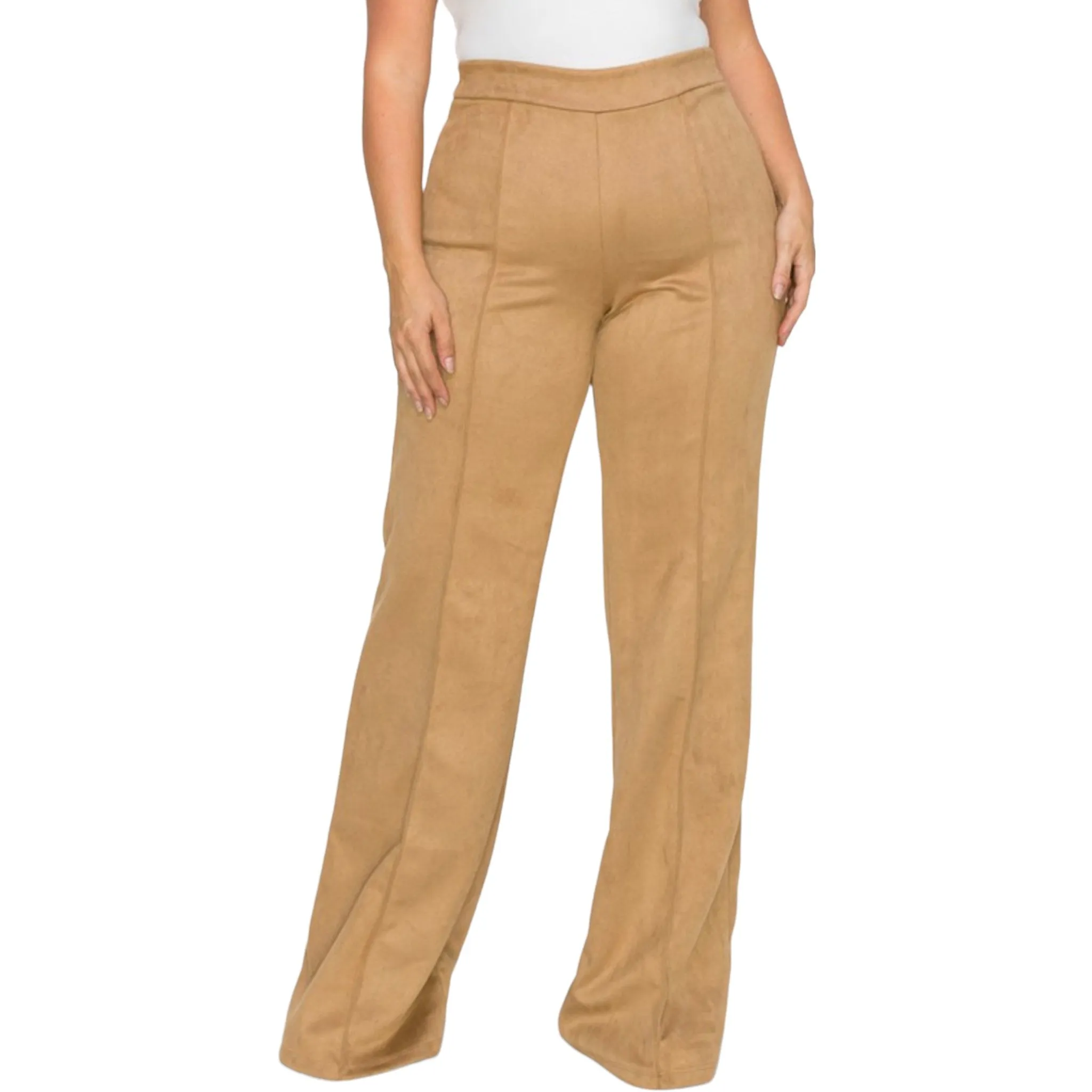 Plus Size High Waisted Faux Suede Pant