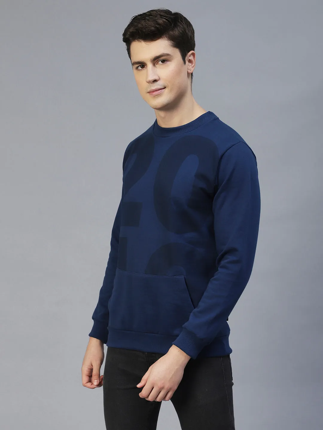 Printed Round Neck Fleece Sweatshirt