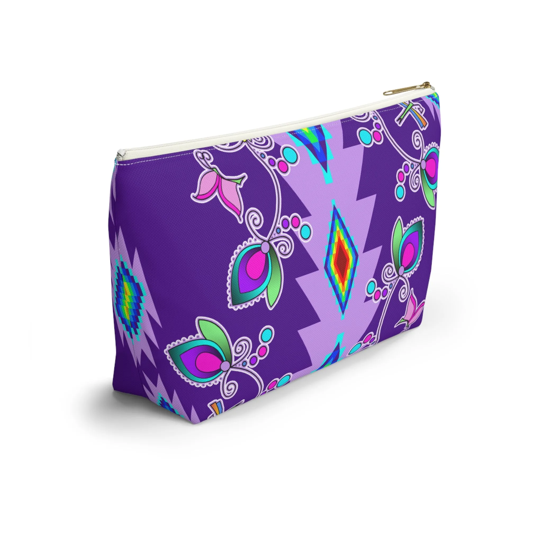 Purple Floral Accessory Bag