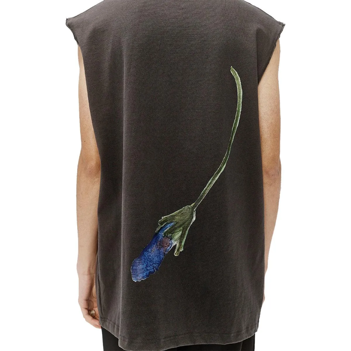 "Blue Stem" Sleeveless Tee 'Washed Black'