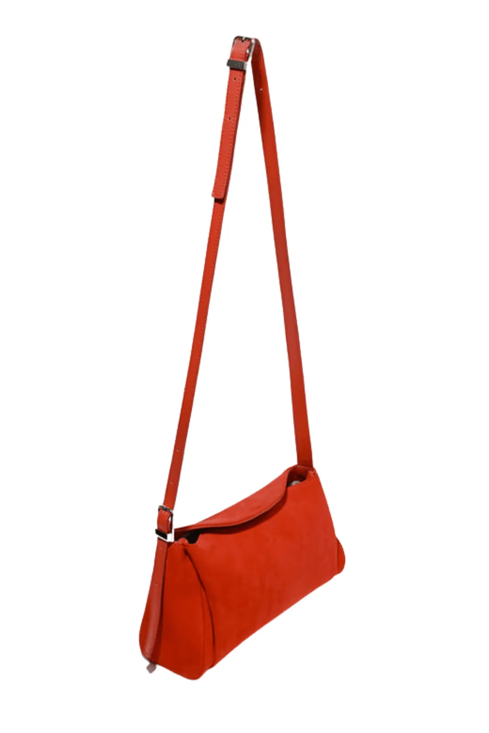 Red Orange Suede Bicorn Shoulder Bag