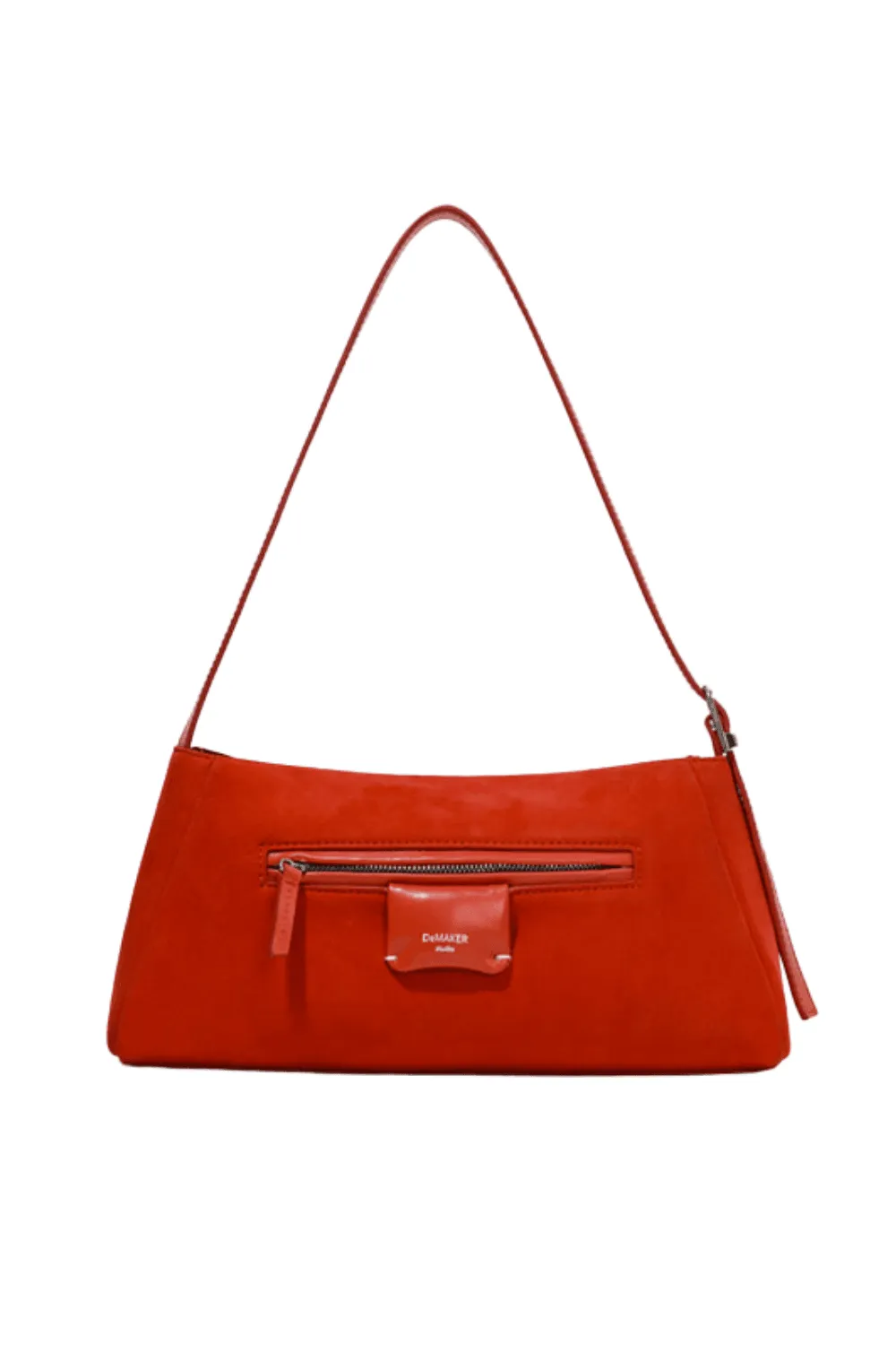 Red Orange Suede Bicorn Shoulder Bag