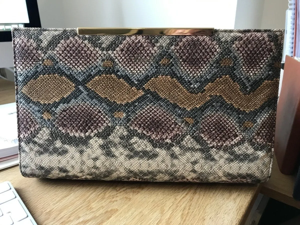 Snake Skin Effect Evening Clutch Bag