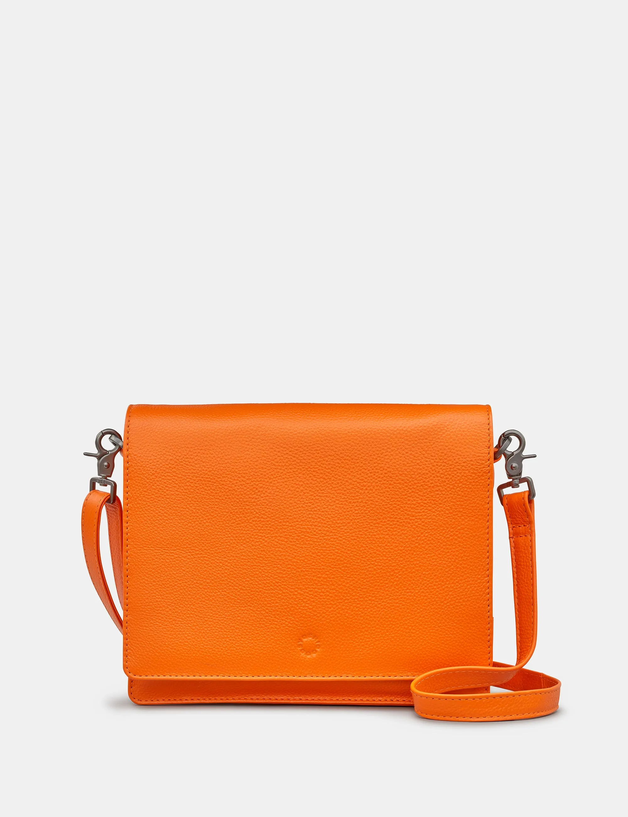 Stanton Orange Leather Flap Over Cross Body Bag