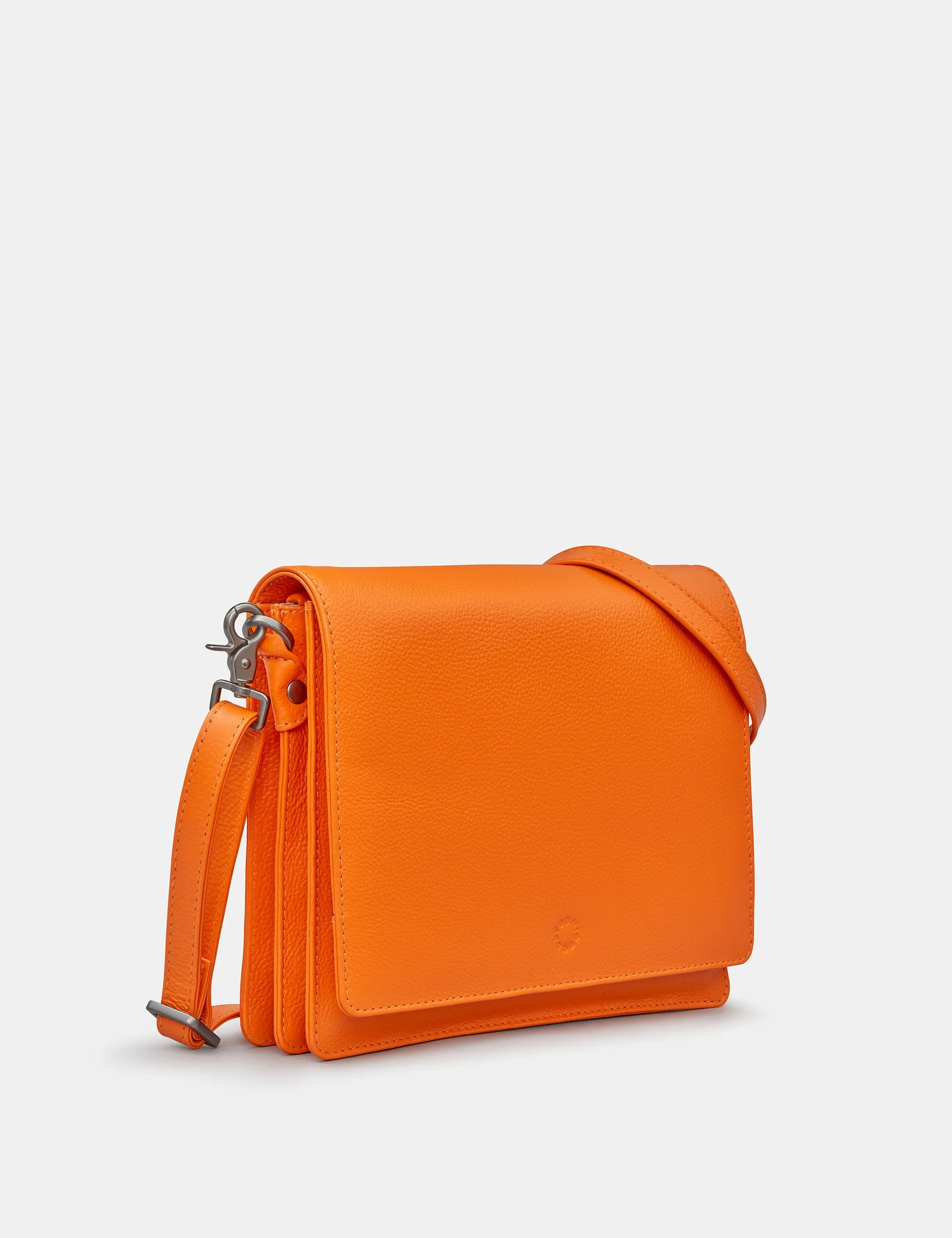 Stanton Orange Leather Flap Over Cross Body Bag