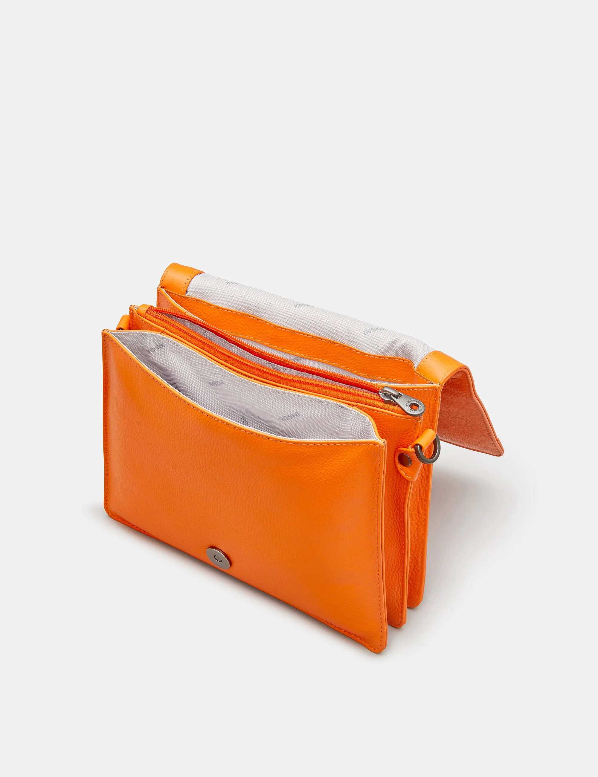 Stanton Orange Leather Flap Over Cross Body Bag