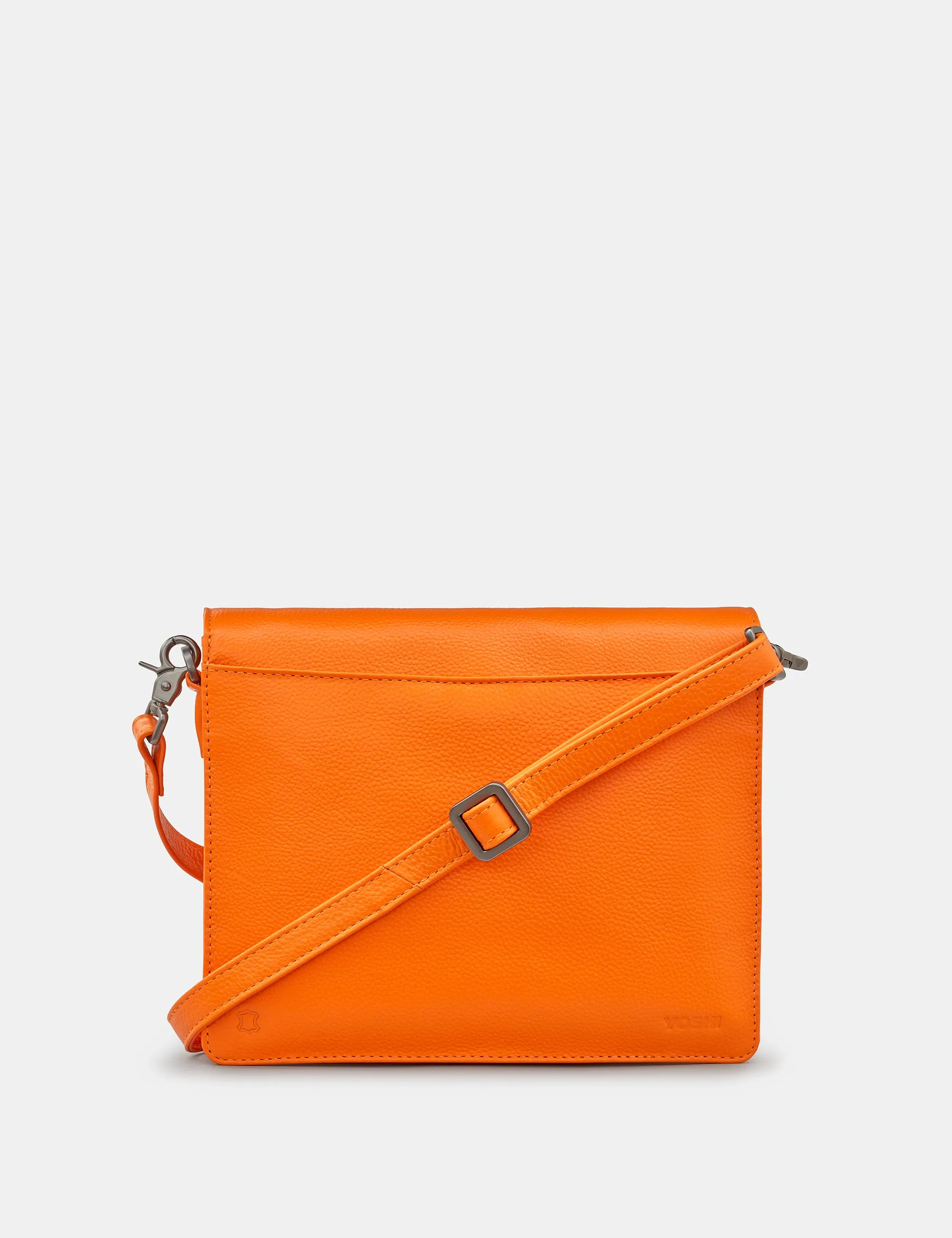 Stanton Orange Leather Flap Over Cross Body Bag