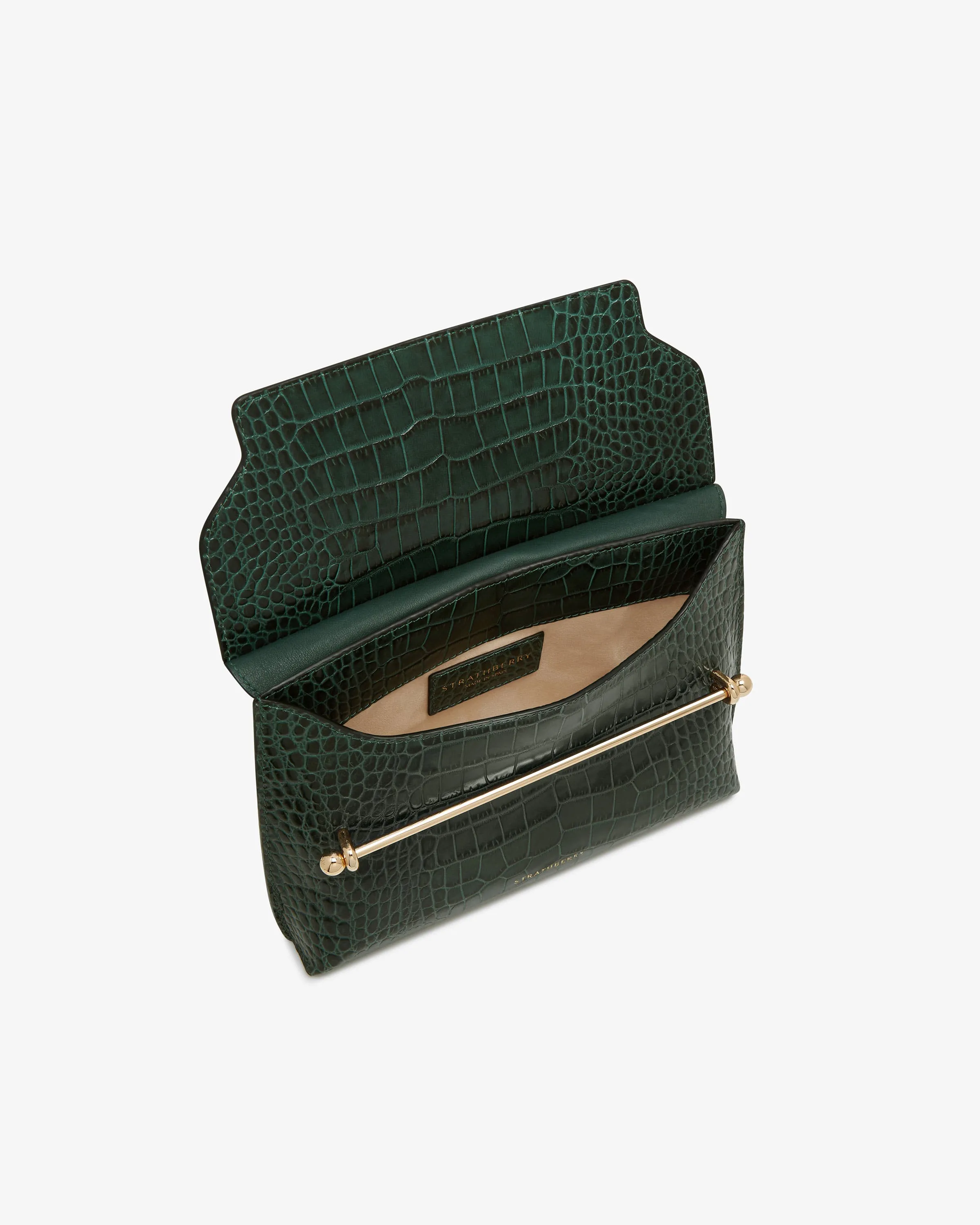 Stylist - Croc-Embossed Leather Bottle Green