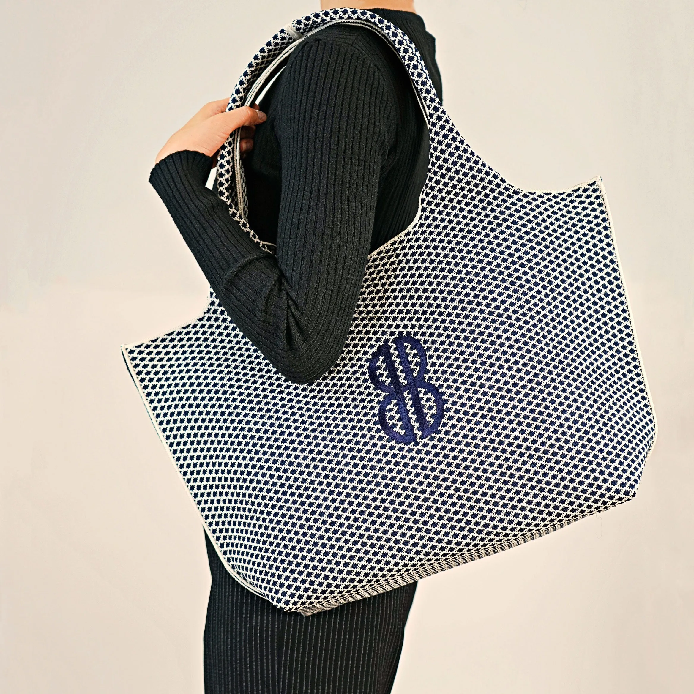 Sutton City Tote - Navy Diamond Monogram - Large