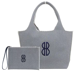 Sutton City Tote - Navy Diamond Monogram - Large