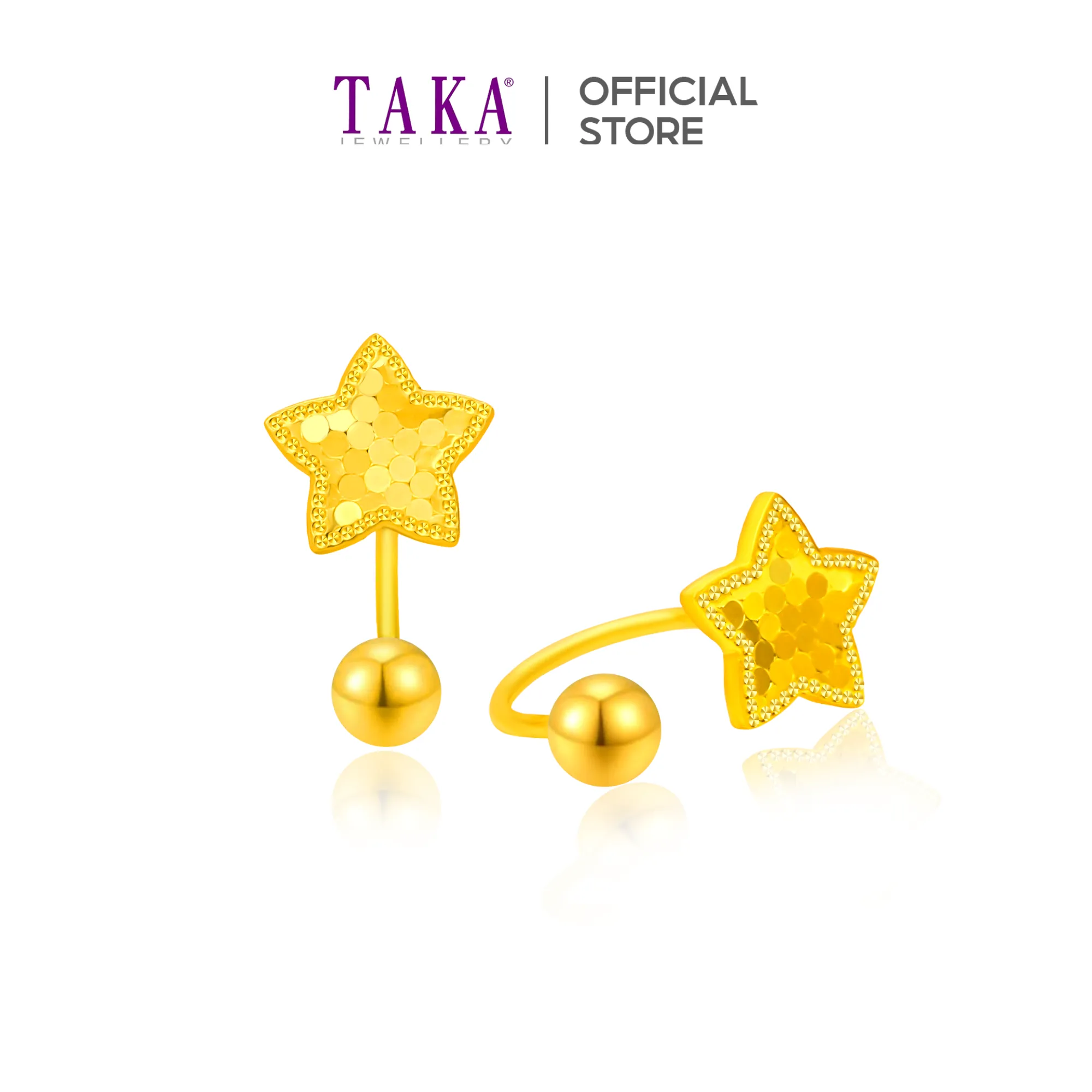 TAKA Jewellery 999 Pure Gold 5G Earrings Star