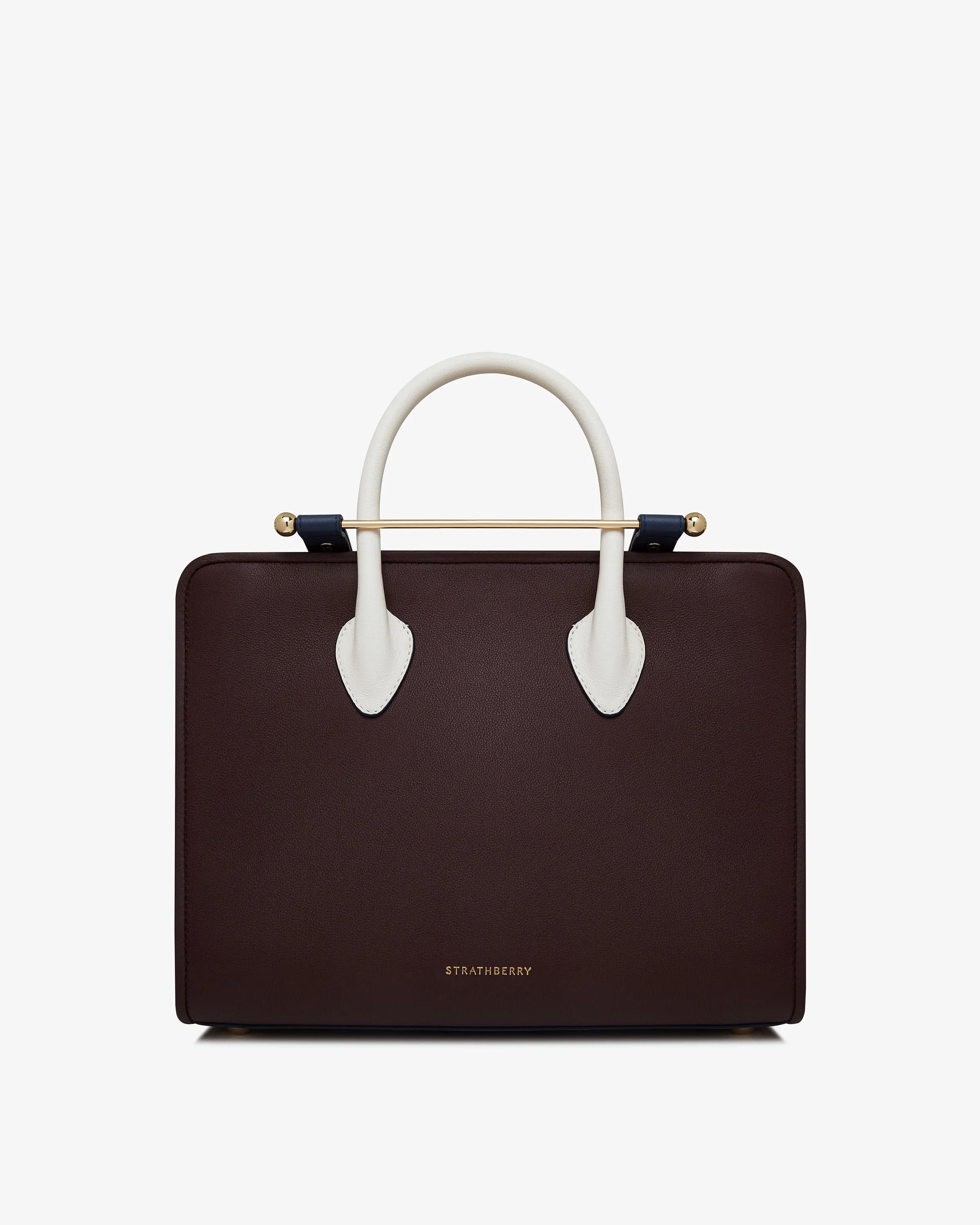 The Strathberry Midi Tote - Burgundy/Navy/Vanilla